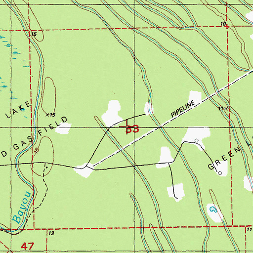 Topographic Map of Green Lake Oil and Gas Field, LA
