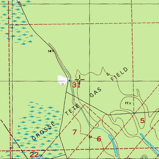 Topographic Map of Grosse Tete Gas Field, LA