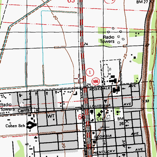 Topographic Map of Hills Spur (historical), LA