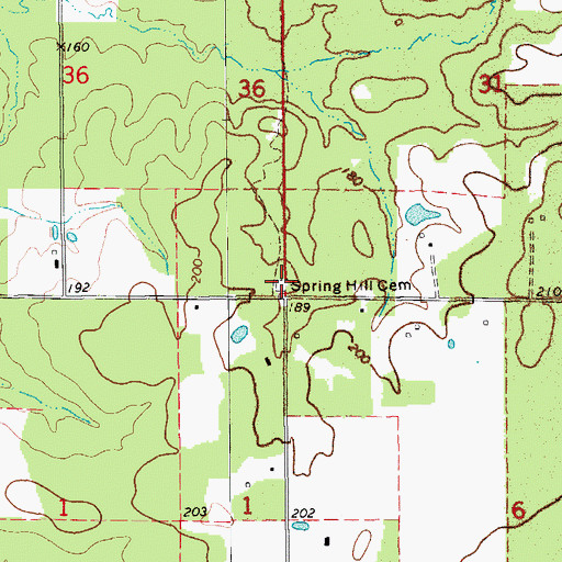Topographic Map of Spring Hill Cemetery, AR