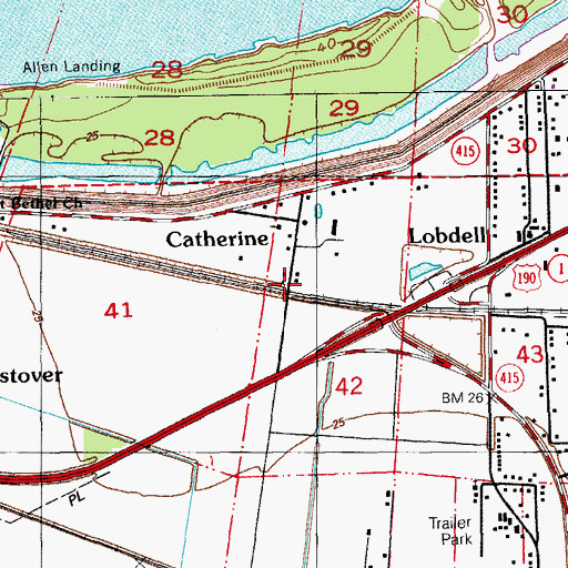 Topographic Map of Lobdell Station, LA