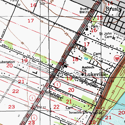 Topographic Map of Lukeville Upper Elementary School, LA