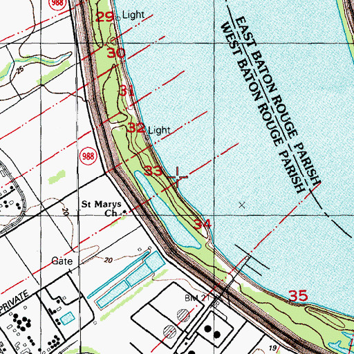 Topographic Map of Missouri Bend Revetment, LA