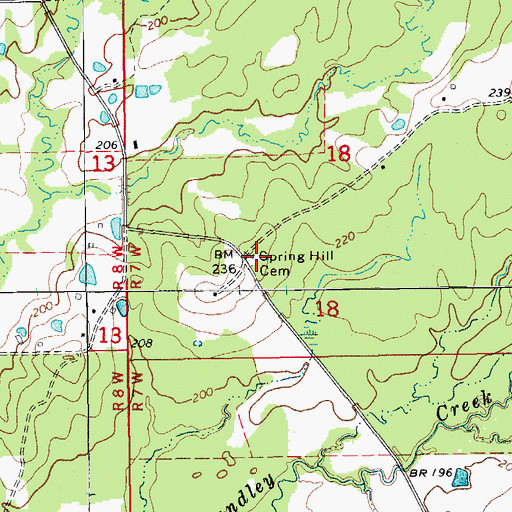 Topographic Map of Spring Hill Cemetery, AR