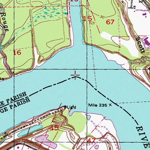 Topographic Map of Mulatto Bend, LA