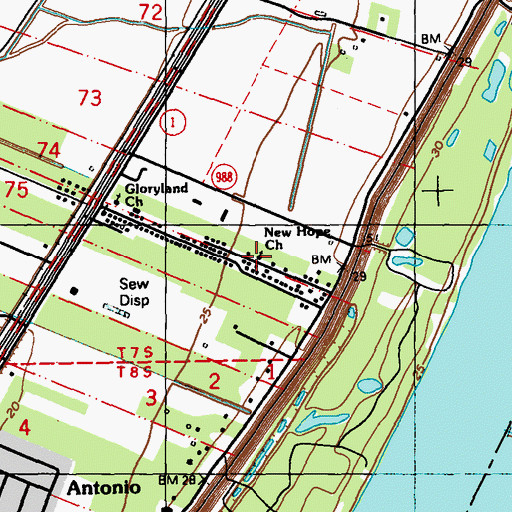 Topographic Map of New Hope Church, LA
