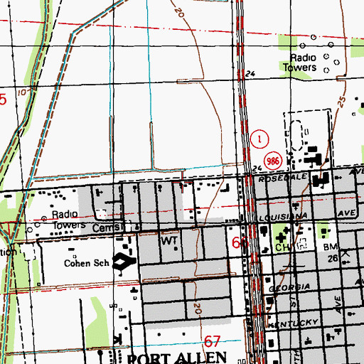 Topographic Map of New Mount Olive Missionary Baptist Church, LA