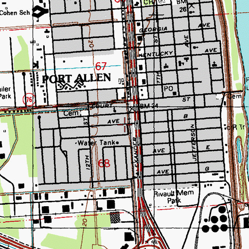 Topographic Map of Oaks Plantation (historical), LA