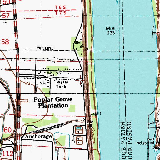 Topographic Map of Poplar Grove Baptist Church, LA