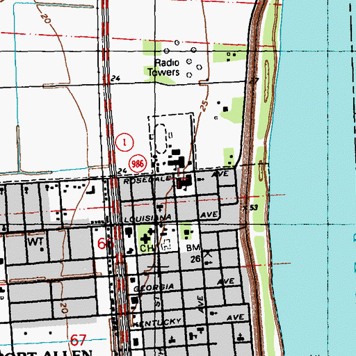 Topographic Map of Port Allen Elementary School, LA