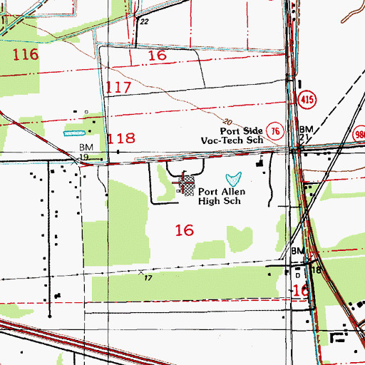 Topographic Map of Port Allen High School, LA