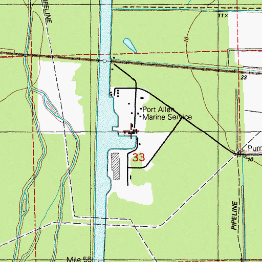 Topographic Map of Port Allen Marine Service, LA