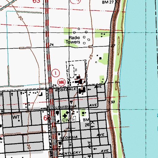 Topographic Map of Port Allen Middle School, LA