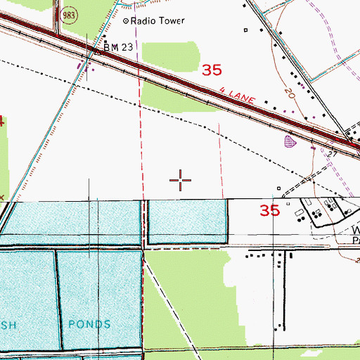Topographic Map of Rebecca Bayou Gas Field, LA