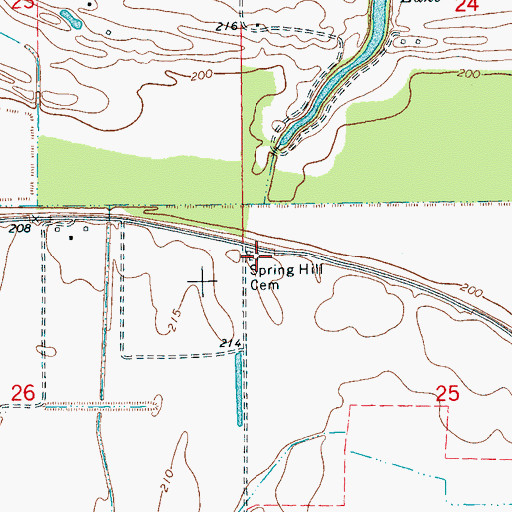 Topographic Map of Spring Hill Cemetery, AR