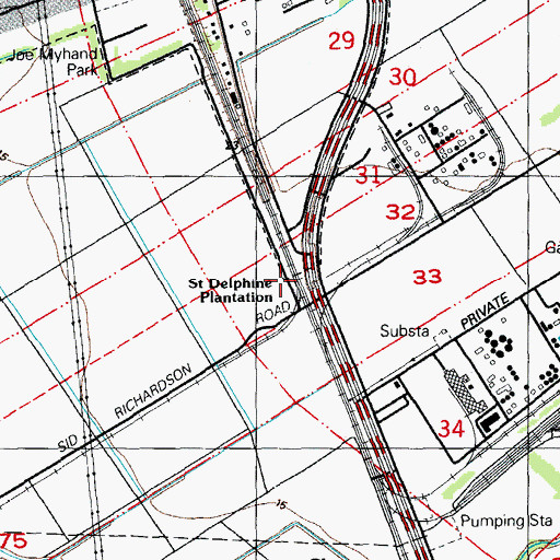Topographic Map of Saint Delphine Plantation, LA