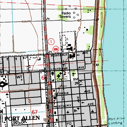 Topographic Map of Shiloh Baptist Church, LA