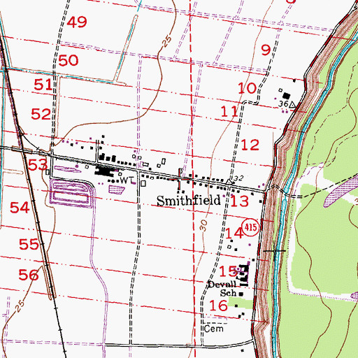 Topographic Map of Smithfield Plantation (historical), LA