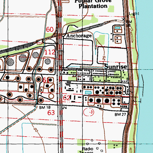 Topographic Map of Sunrise Baptist Church, LA