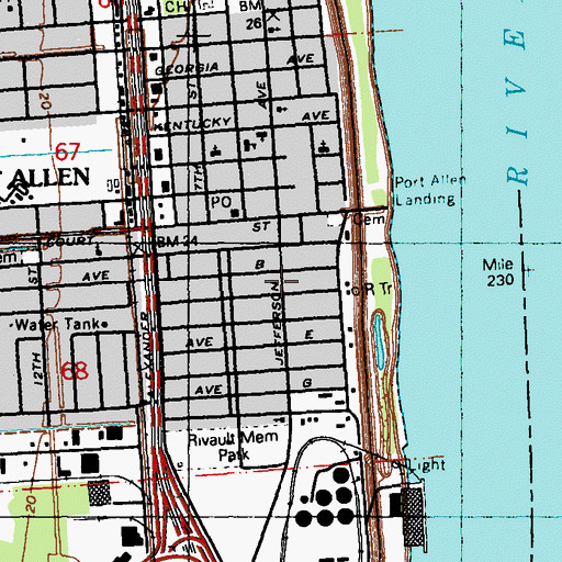 Topographic Map of West Baton Rouge, LA