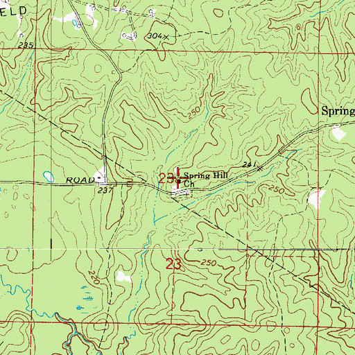 Topographic Map of Spring Hill Church, AR
