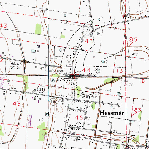 Topographic Map of Hessmer, LA