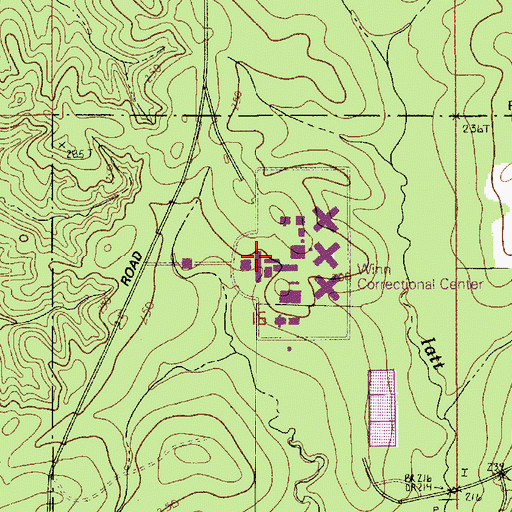 Topographic Map of Winn Correctional Center, LA