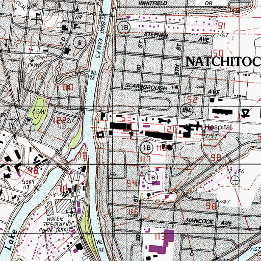 Topographic Map of First Presbyterian Church, LA