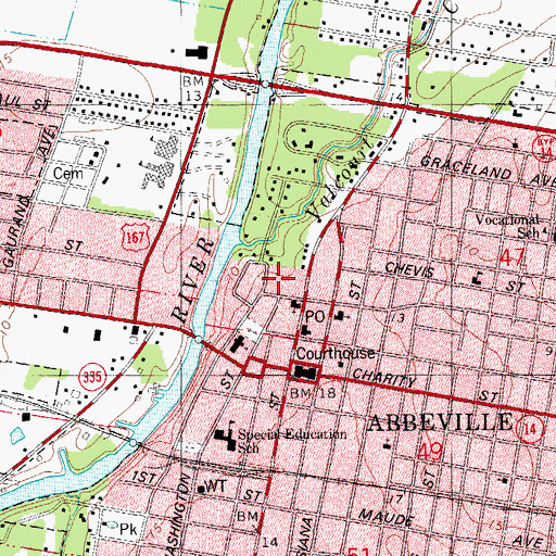 Topographic Map of Mount Carmel Convent, LA