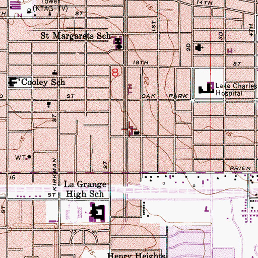 Topographic Map of Boulevard Baptist Church, LA