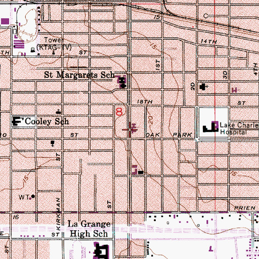 Topographic Map of Boulevard Church of Christ, LA