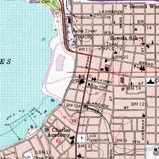 Topographic Map of Calcasieu Parish Courthouse, LA