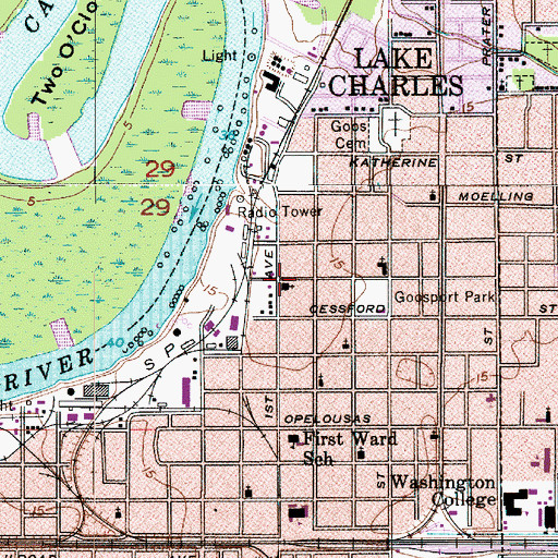 Topographic Map of Catholic Service Center, LA