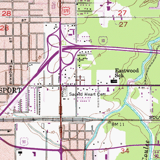 Topographic Map of Combre Memorial Park, LA