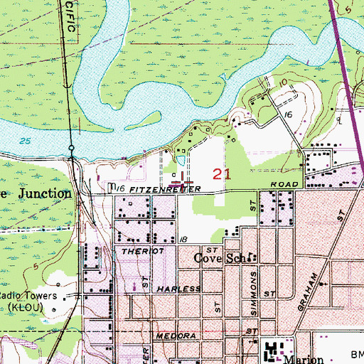 Topographic Map of Combre - Fondel Elementary School, LA