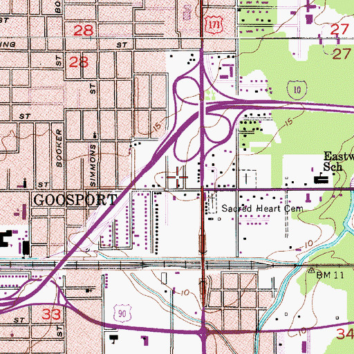 Topographic Map of Eastwood Pentecostal Church, LA