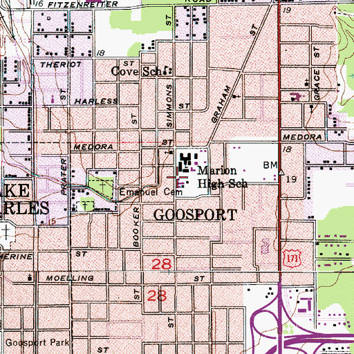 Topographic Map of Epps Branch Library, LA