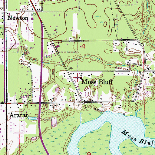 Topographic Map of First Baptist Church of Moss Bluff, LA