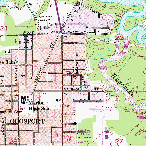 Topographic Map of Freeman Memorial Church of God in Christ, LA