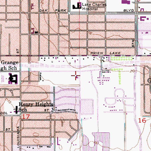 Topographic Map of Glad Tidings Preschool, LA