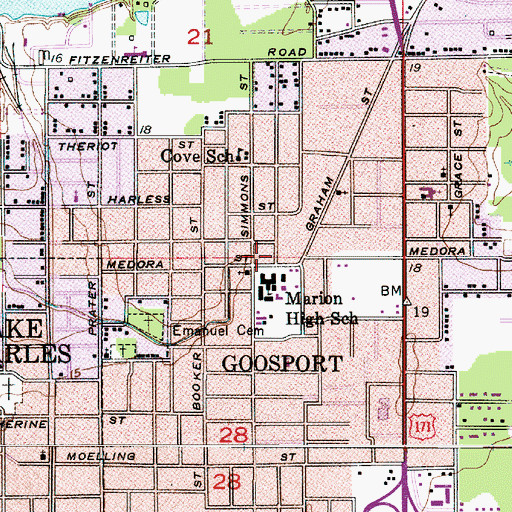 Topographic Map of Greater Ebenezer Missionary Baptist Church, LA