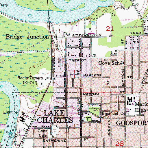 Topographic Map of Greater Saint Mary Baptist Church, LA