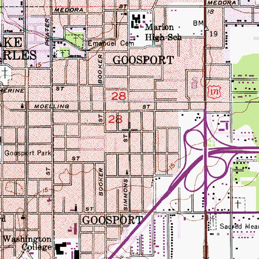 Topographic Map of Greater West Beulah Baptist Church, LA