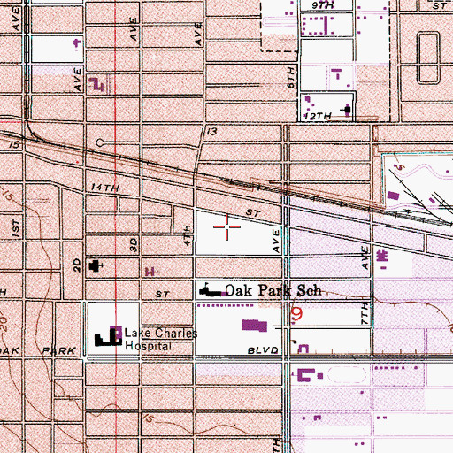 Topographic Map of Huber Park, LA