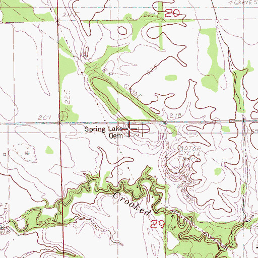 Topographic Map of Spring Lake Cemetery, AR