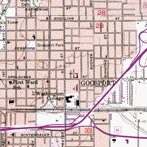 Topographic Map of Immaculate Heart of Mary School, LA