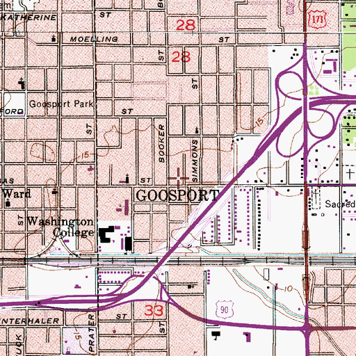 Topographic Map of Lords Outreach Church, LA