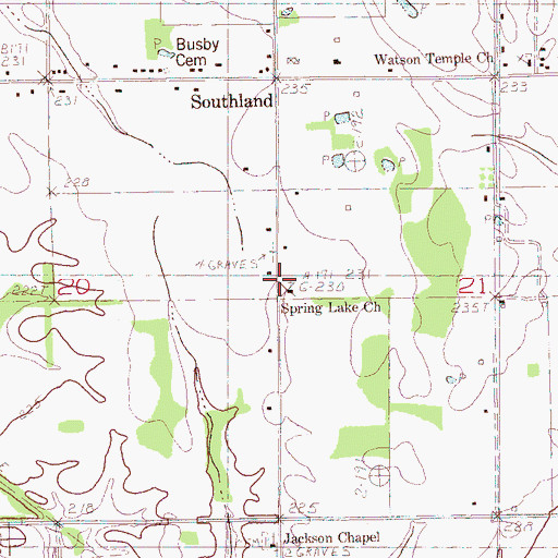 Topographic Map of Spring Lake Church, AR