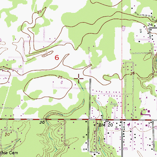 Topographic Map of Moss Bluff Middle School, LA