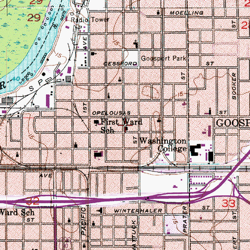 Topographic Map of Mount Calvary Baptist Church, LA